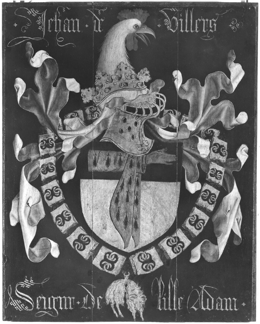 Vapensköld av Jehan de Villers (d.1439), Seigneur av Lille Adam, 3:e kapitlet av Orden av det gyllene skinnet, Dijon, 1430 av Flemish School