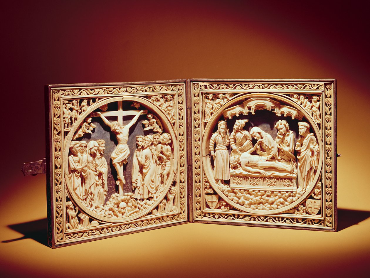 Korsfästelse och gravläggning, c.1400 av Flemish School