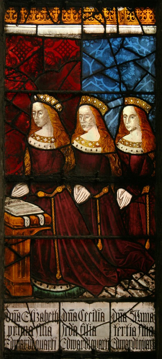 Döttrar av kung Edward IV, ca 1480 (målat glas) av Flemish School