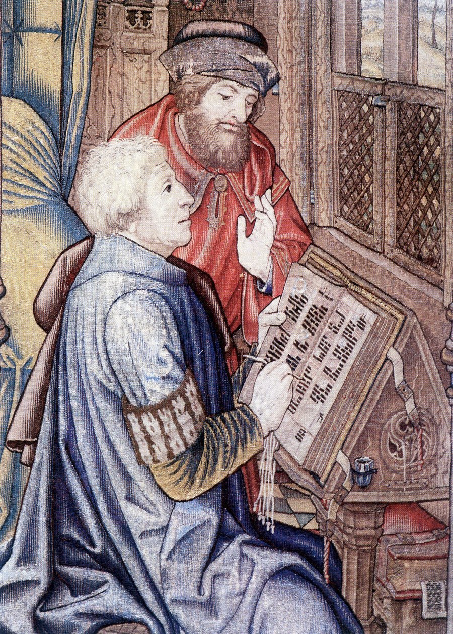 Davids ridå (detalj), faksimil från Brysselskolans gobeläng (1510-1515). av Flemish School
