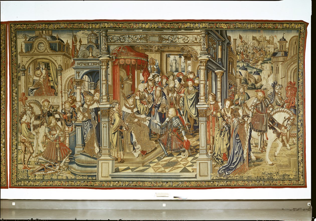 Davids söner Amnon och Absalom förklarar krig mot varandra, tapet av David och Batseba, ca 1510-15 av Flemish School