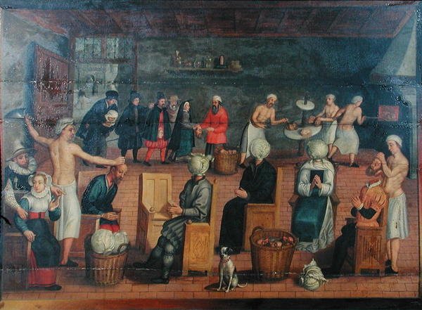 Halshuggning och byte av huvuden med kål: baka huvuden och sminka dem (olja på duk) av Flemish School
