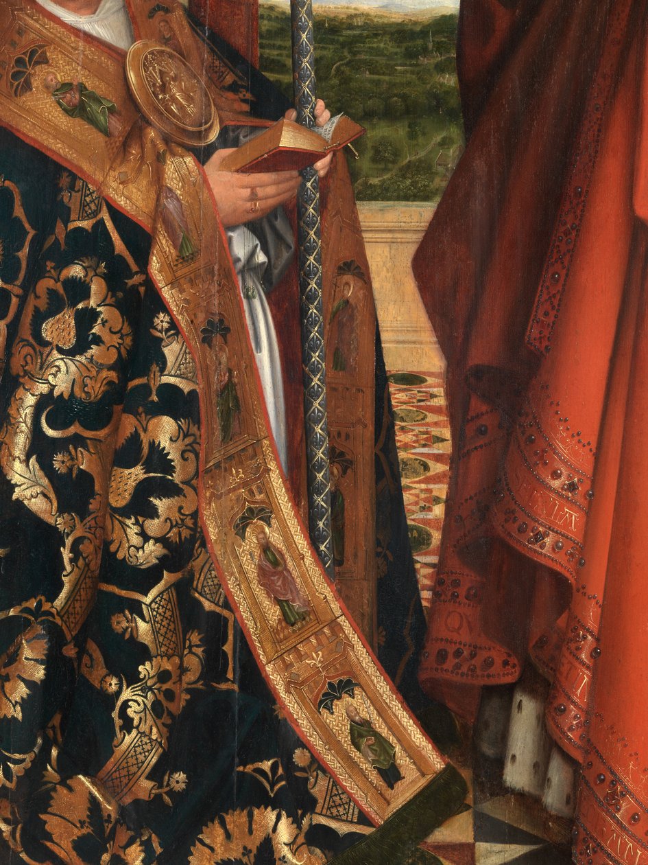 Detalj av Madonna med Petrus Wijts (olja på panel) av Flemish School