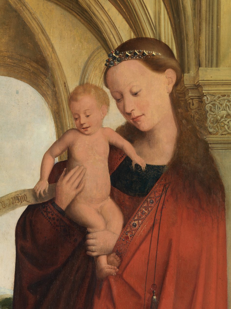 Detalj av Madonna med Petrus Wijts (olja på panel) av Flemish School