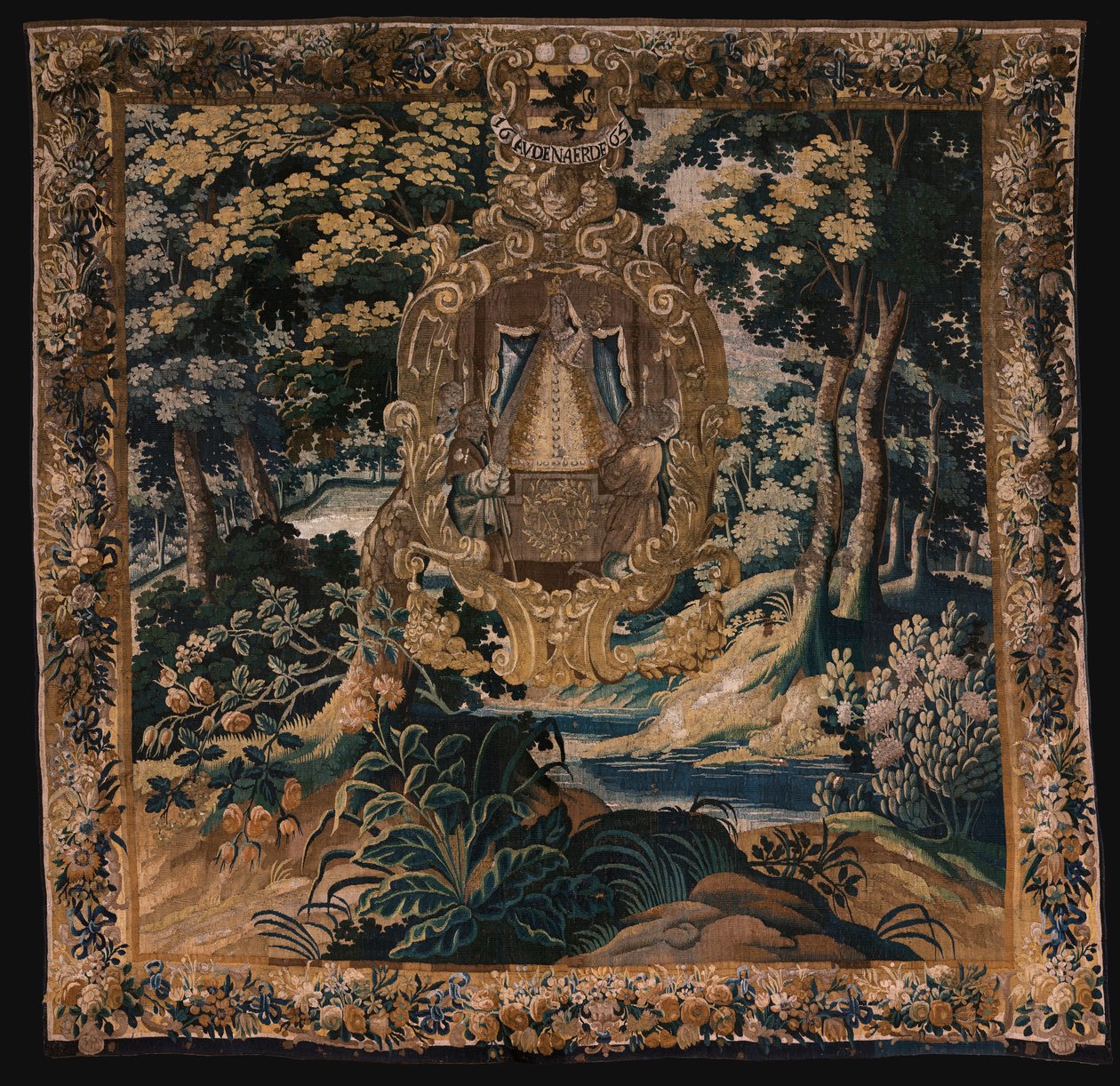 flamländsk gobeläng. Landskap med den svarta Madonnan. Atelier i Oudenaarde. 1665. av Flemish School