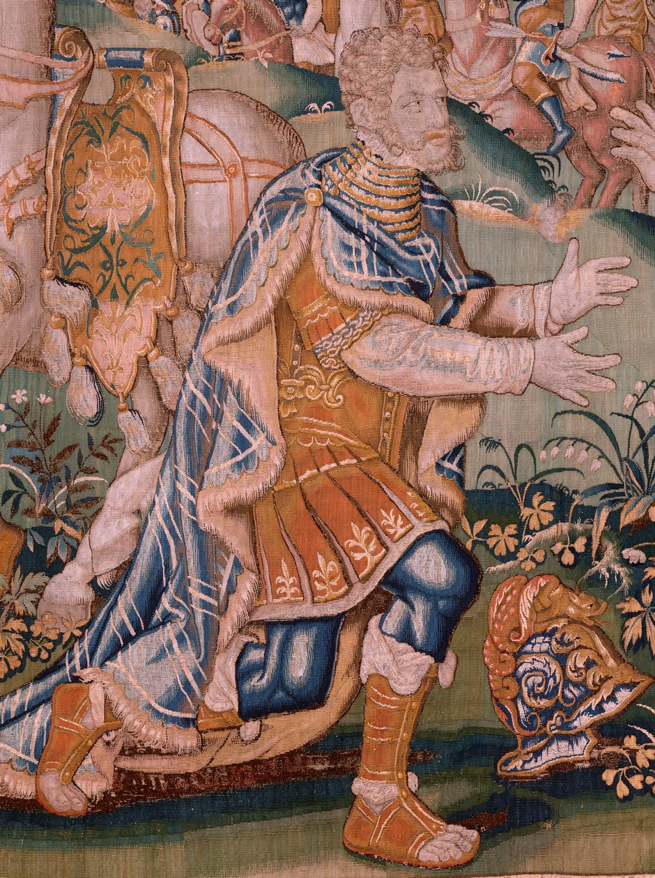 flamländsk gobeläng. Alexander före översteprästen Iaddo (Alexander före översteprästen Iaddo). Studio i Oudenaarde. 374x447 cm. Inv(830-B)4 00010. 1600-talet. av Flemish School