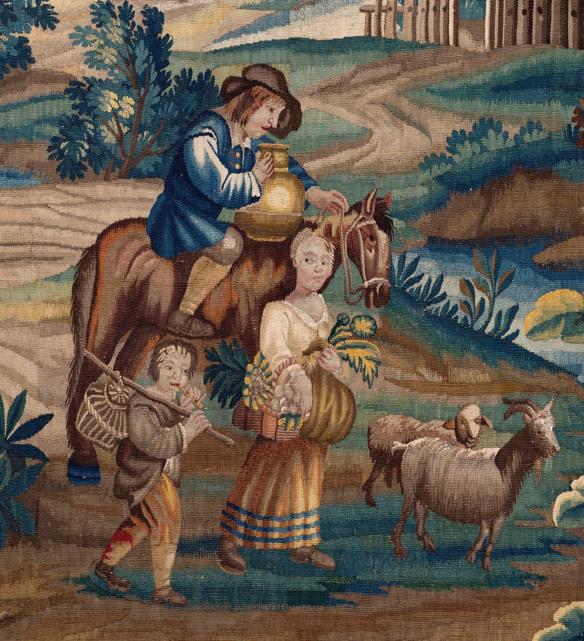 flamländsk gobeläng. Slutet av 1600-talet. Egendom av kyrkan Sint-Walburgakerk Oudenaarde (dekanatet i Sint-Walburga). av Flemish School
