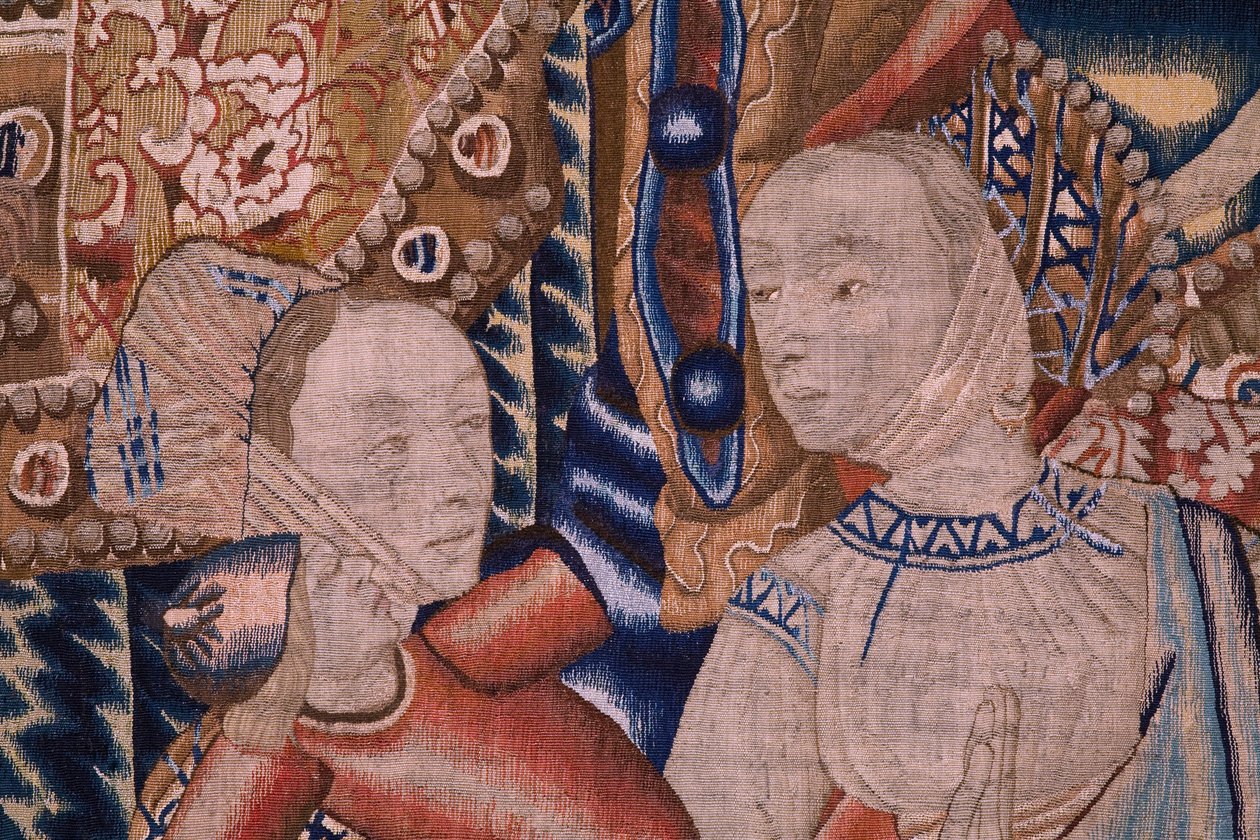 flamländsk gobeläng. Passerar Röda havet (Paso del Mar Rojo). Ca 1490. Detalj. av Flemish School
