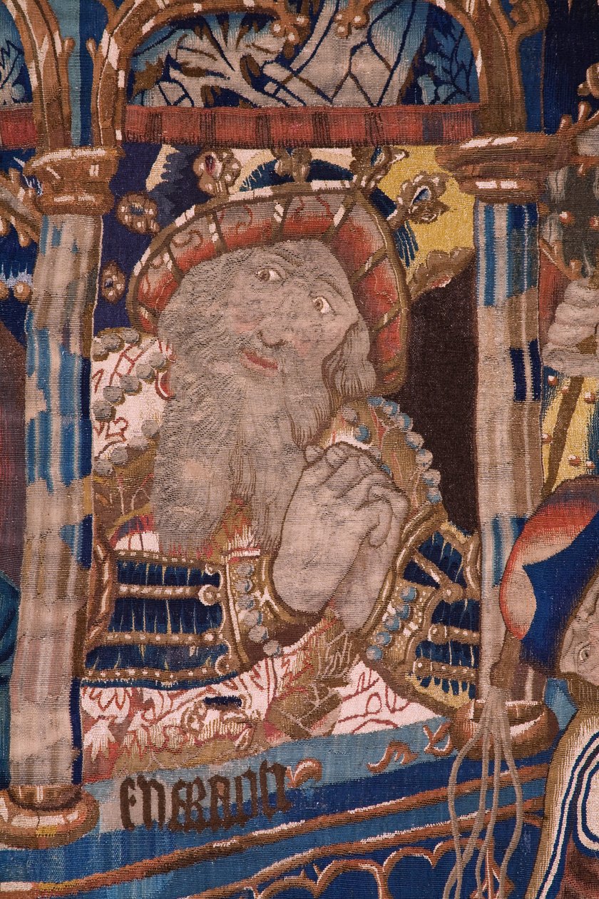 flamländsk gobeläng. Passerar Röda havet (Paso del Mar Rojo). Ca 1490. Detalj. av Flemish School