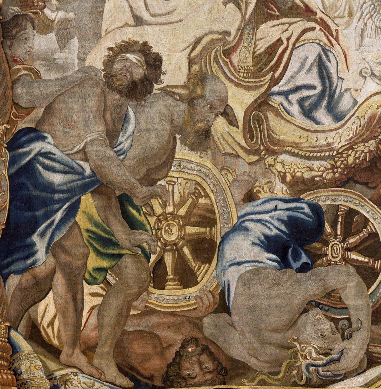 flamländsk gobeläng. Serien Apoteos av nattvarden. Kyrkans triumf (Triunfo de la Iglesia). Model Cartoon kopierad från ett original av Rubens. Bryssel tillverkning. Tillverkning av Frans van den Hecke. Mitten av 1600-talet. Tyg Siden och ull, 7/8 varp av Flemish School