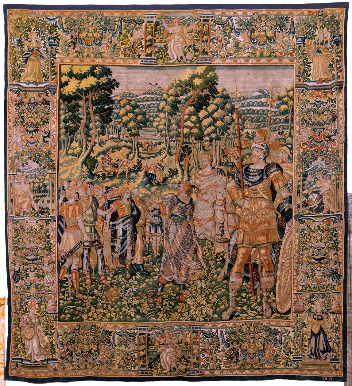 flamländsk gobeläng. Serien Story of Cyrus. No II Astyages känner igen Cyrus (Ciro reconocido por Astiages). Anonym, baserad på Michiel Coxcie. Atelier Antwerpen. Siden och ull. Omkring 1590. av Flemish School