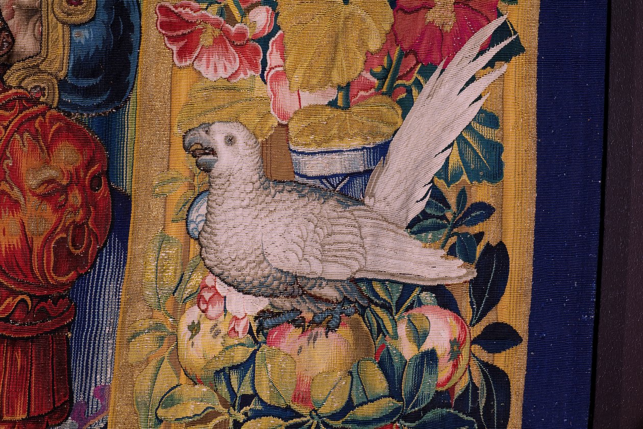 flamländsk gobeläng. Serien The Apocalypse: Saint Michael besegrar draken. Atelier Willem Dermoyen, Bryssel. Ca 1553-1555. Detalj. av Flemish School