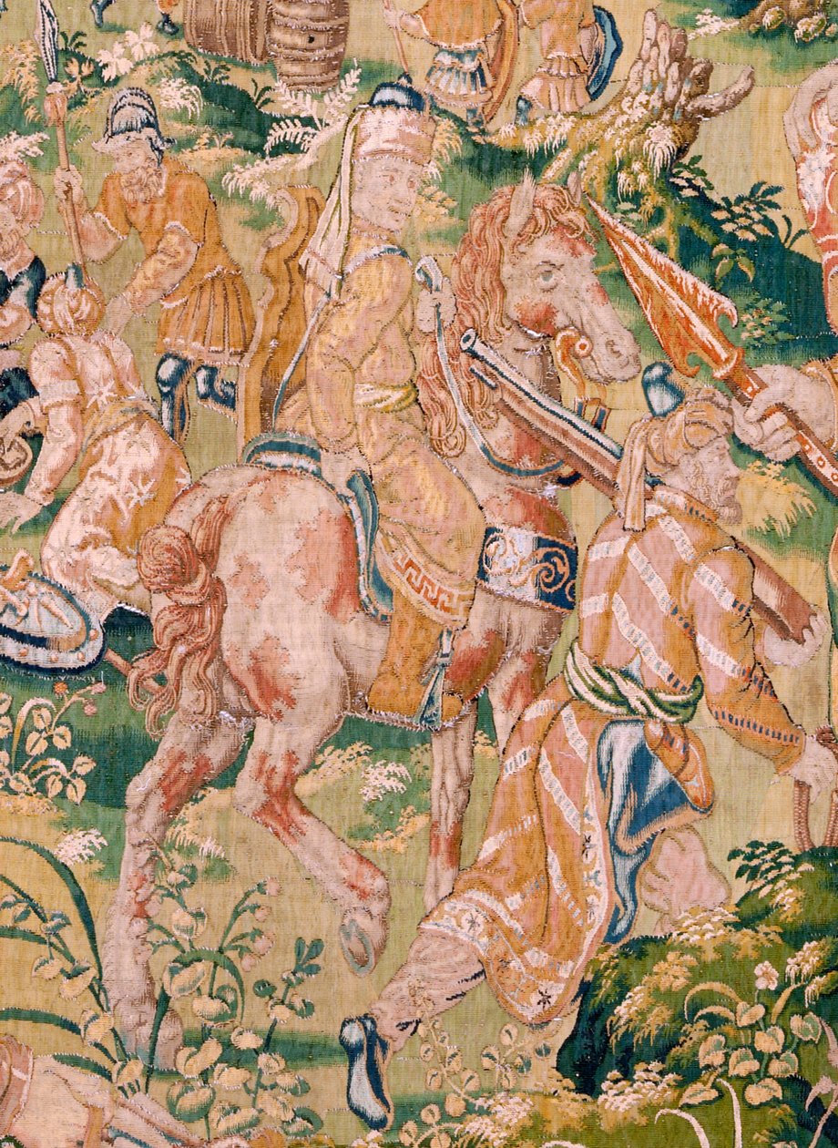 flamländsk gobeläng. Serie: The Book of Judith. Holofernes bankett (El banquete de Holofernes). Sjätte gobelängen i serien. Tillverkning: Nederländerna, Bryssel(?). Andra hälften av 1500-talet. Tyg: Ull. Plats: Church of Saint Nicholas of Bari (m av Flemish School