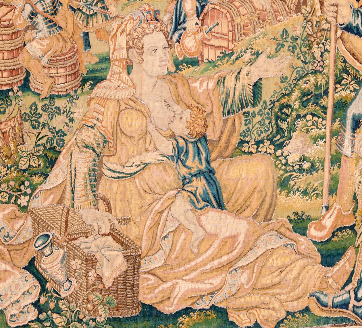 flamländsk gobeläng. Serien Judiths bok. Halshuggningen av Holofernes (La decapitación de Holofernes). Sjunde gobeläng i serien. Tillverkning Nederländerna, Bryssel(?). Andra hälften av 1500-talet. Tyg Ull. Plats Church of Saint Nicholas av Flemish School