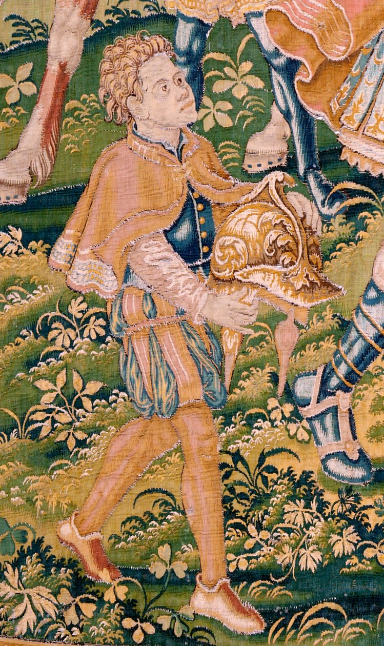 flamländsk gobeläng. Serien Judiths bok. Krig kommer till Juda (Llega la guerra a Judá). Fjärde gobelängen i serien. Tillverkning Nederländerna, Bryssel(?). Andra hälften av 1500-talet. Tyg Ull. Plats Church of Saint Nicholas of Bari (museum o av Flemish School