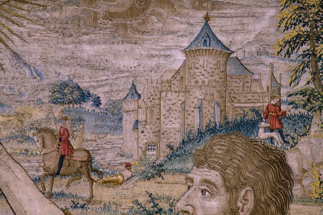 flamländsk gobeläng. Serien The History of Saint John the Baptist: The Baptism of Christ (Het doopsel van Christus). Bryssel ateljé. 1515-1520. av Flemish School