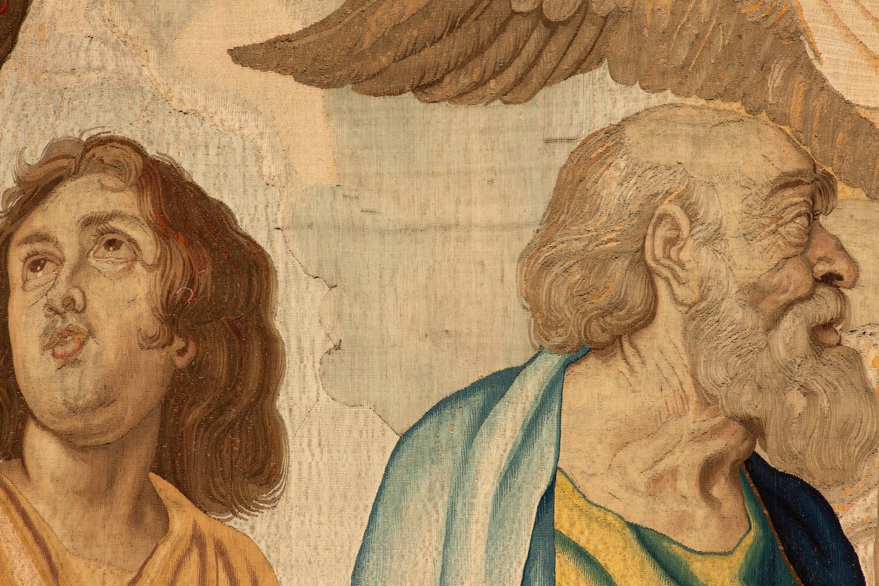 flamländsk gobeläng. Serien Nattvardens triumf. De fyra evangelisterna (Los cuatro evangelistas). Elfte gobeläng i serien. Modell Peter Paul Rubens. 1626-1628. Tillverkning Jan II Raes, Hans Vervoert, Jacques Fobert, Bryssel av Flemish School