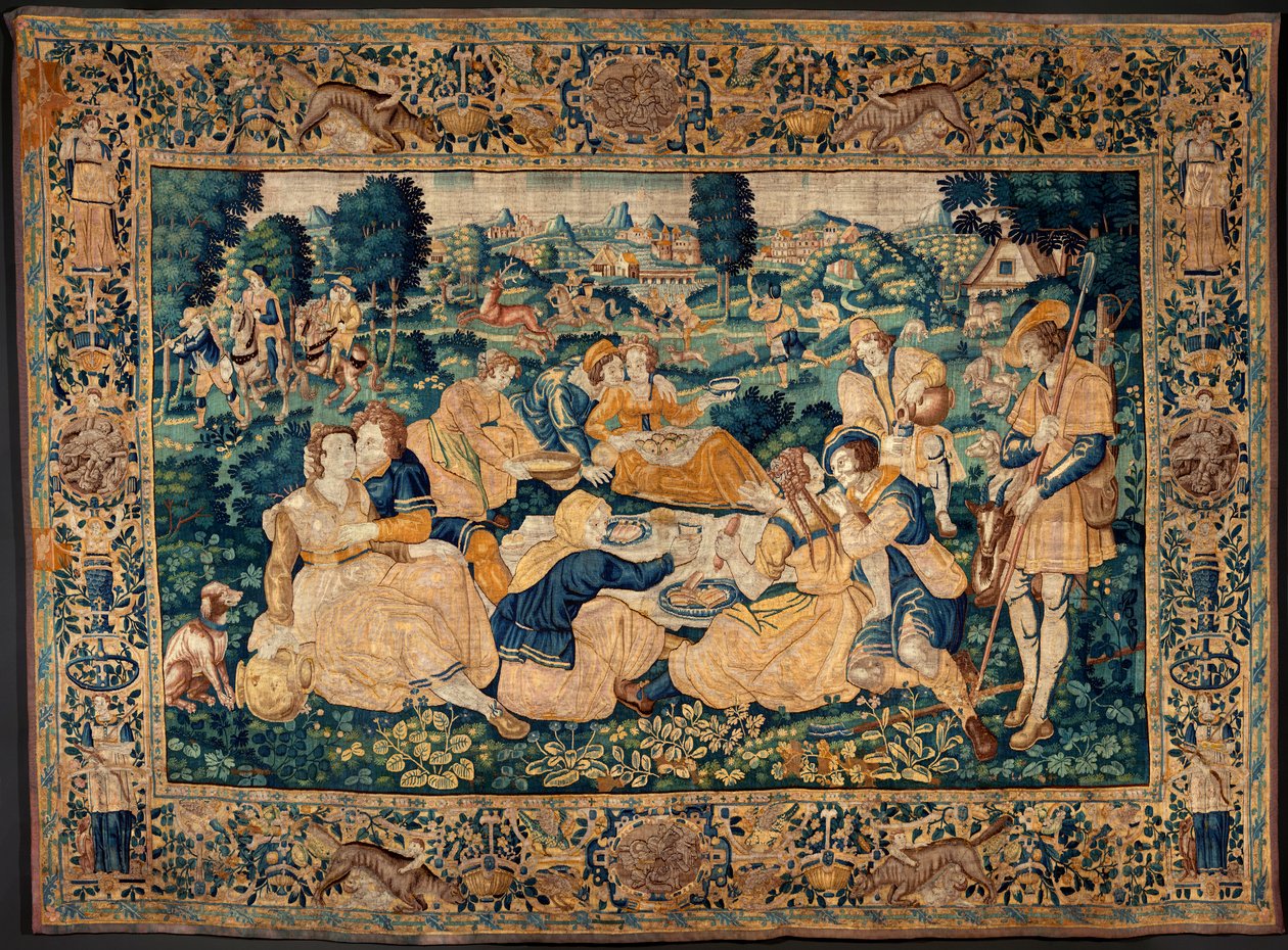 flamländsk gobeläng. Landsmåltiden. Atelier i Oudenaarde. 331x465 cm. Iinv (83073)-8 / 00008. 1600-talet. av Flemish School