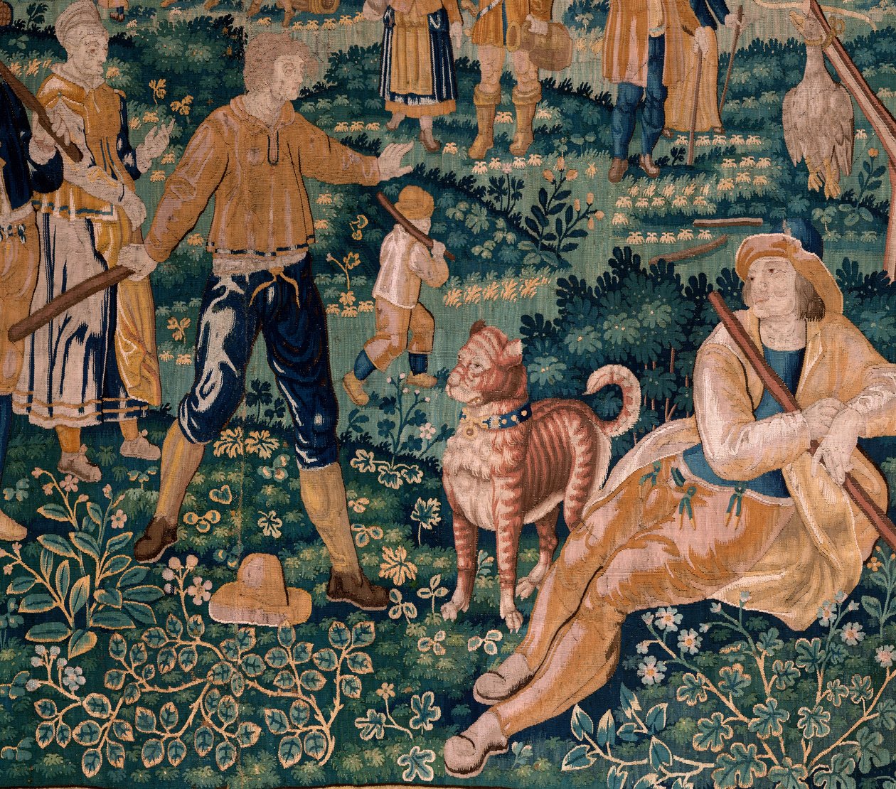 flamländsk gobeläng. Gåsleken. Atelier i Oudenaarde. 341x395 cm. Inv (83058)-7 / 0008. 1600-talet. av Flemish School