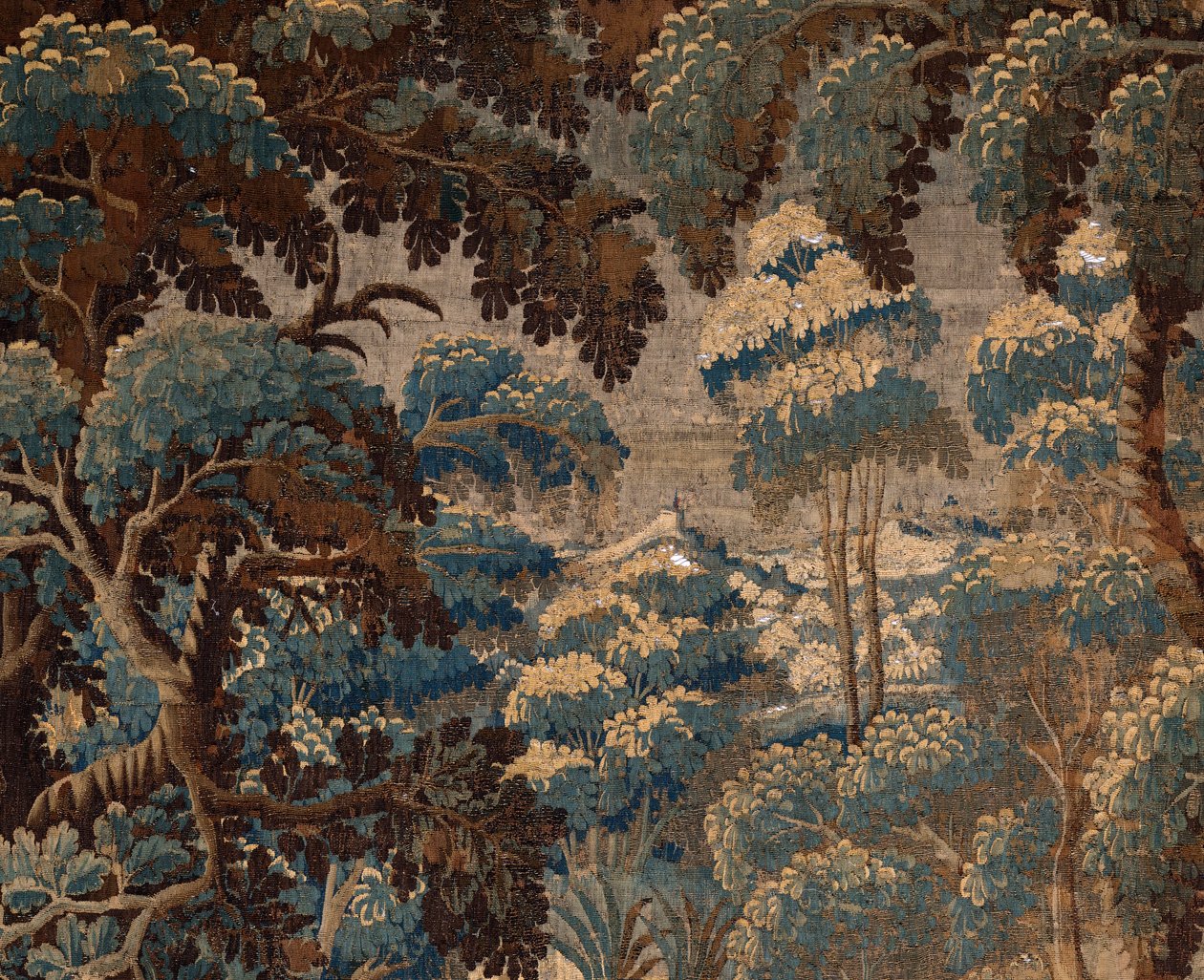 flamländsk gobeläng. Grönska. Slutet på 1600-talet - början av 1700-talet. Egendom av kyrkan Sint-Walburgakerk Oudenaarde (dekanatet i Sint-Walburga). av Flemish School