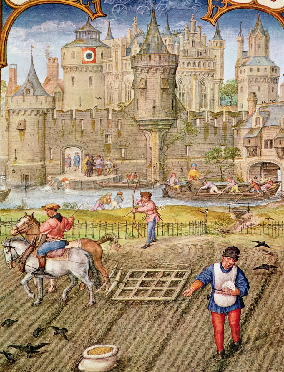 Fol.10v Oktober månad: Sådd, från Breviarium Grimani, c.1515 av Flemish School