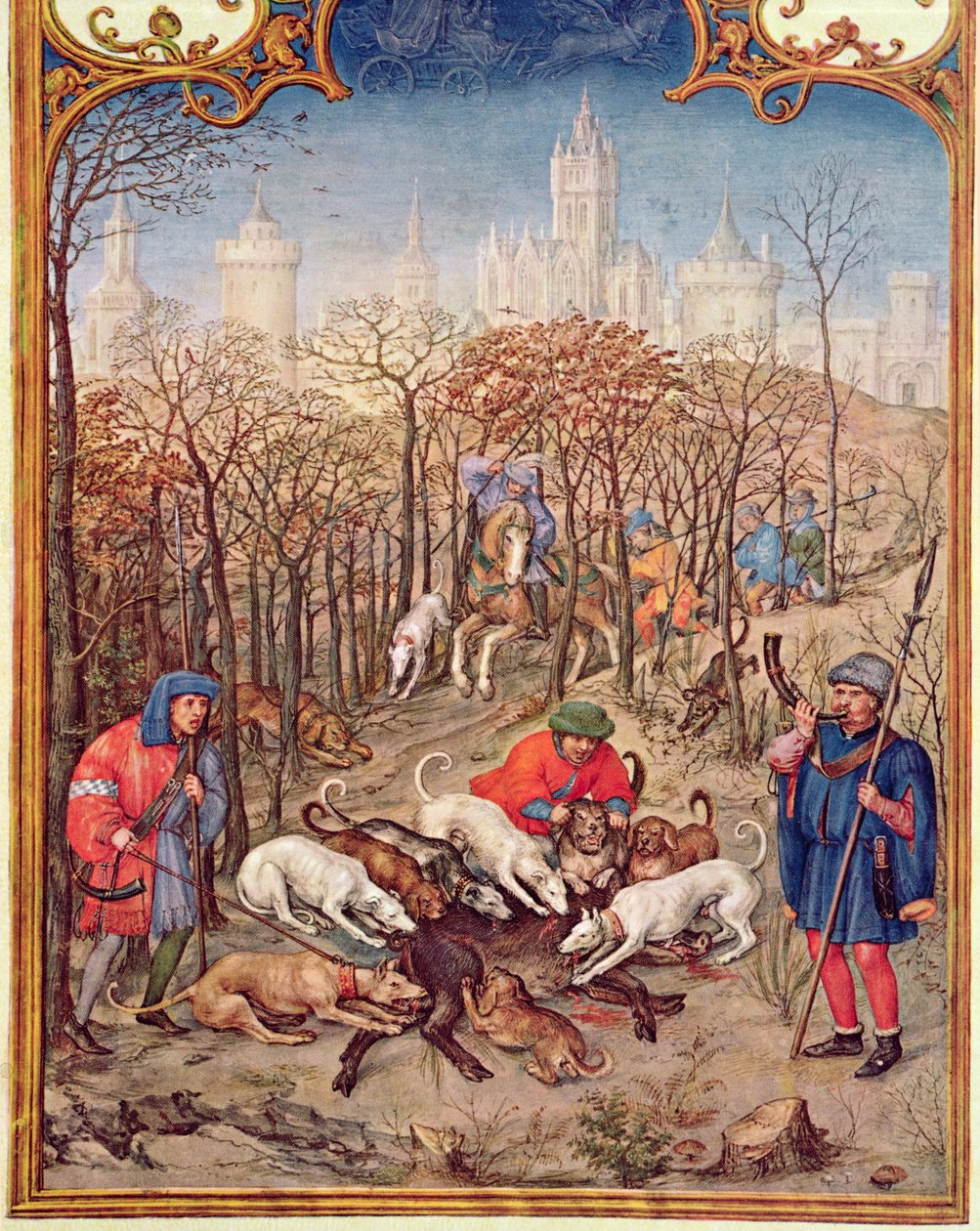 Fol.12v December månad: Jakt på vildsvin, från Breviarium Grimani, c.1515 av Flemish School
