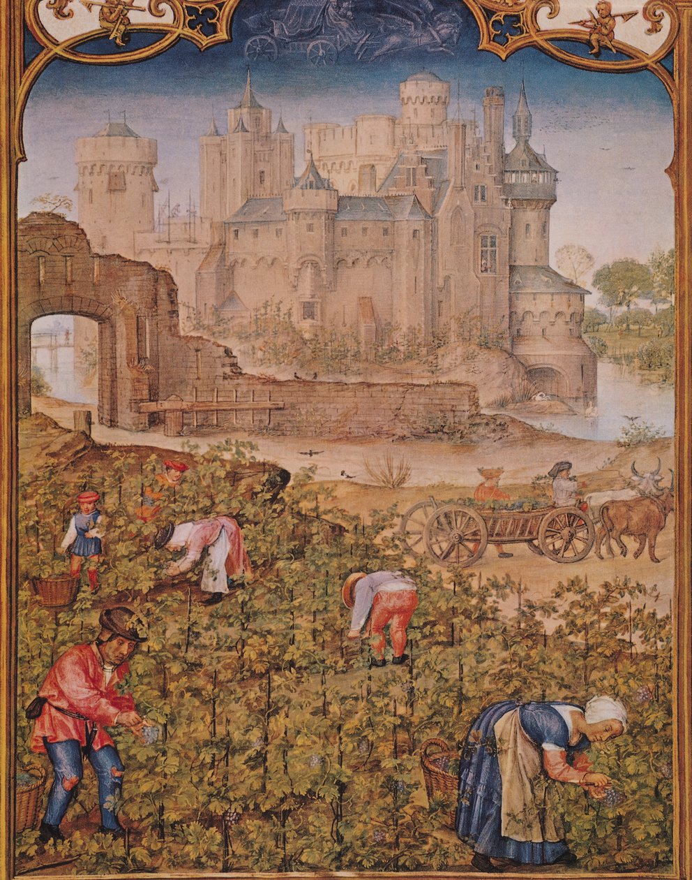 Fol.9v September månad: The Wine Harvest, från Breviarium Grimani, c.1515 av Flemish School