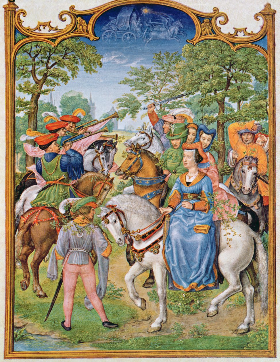 Fol 5v Maj månad: Festival of the Trees, från Breviarium Grimani, c.1515 av Flemish School