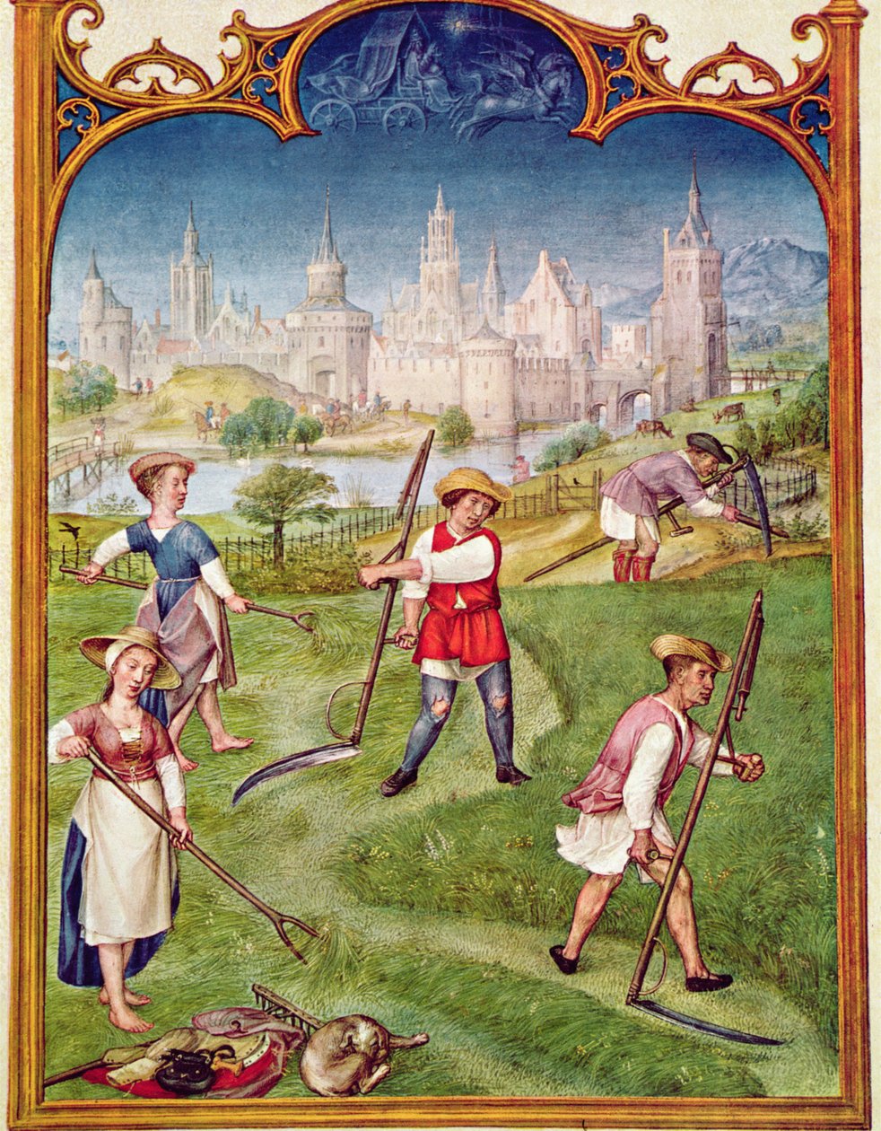 Fol 6v Juni månad: Höslagning, från Breviarium Grimani, c.1515 av Flemish School