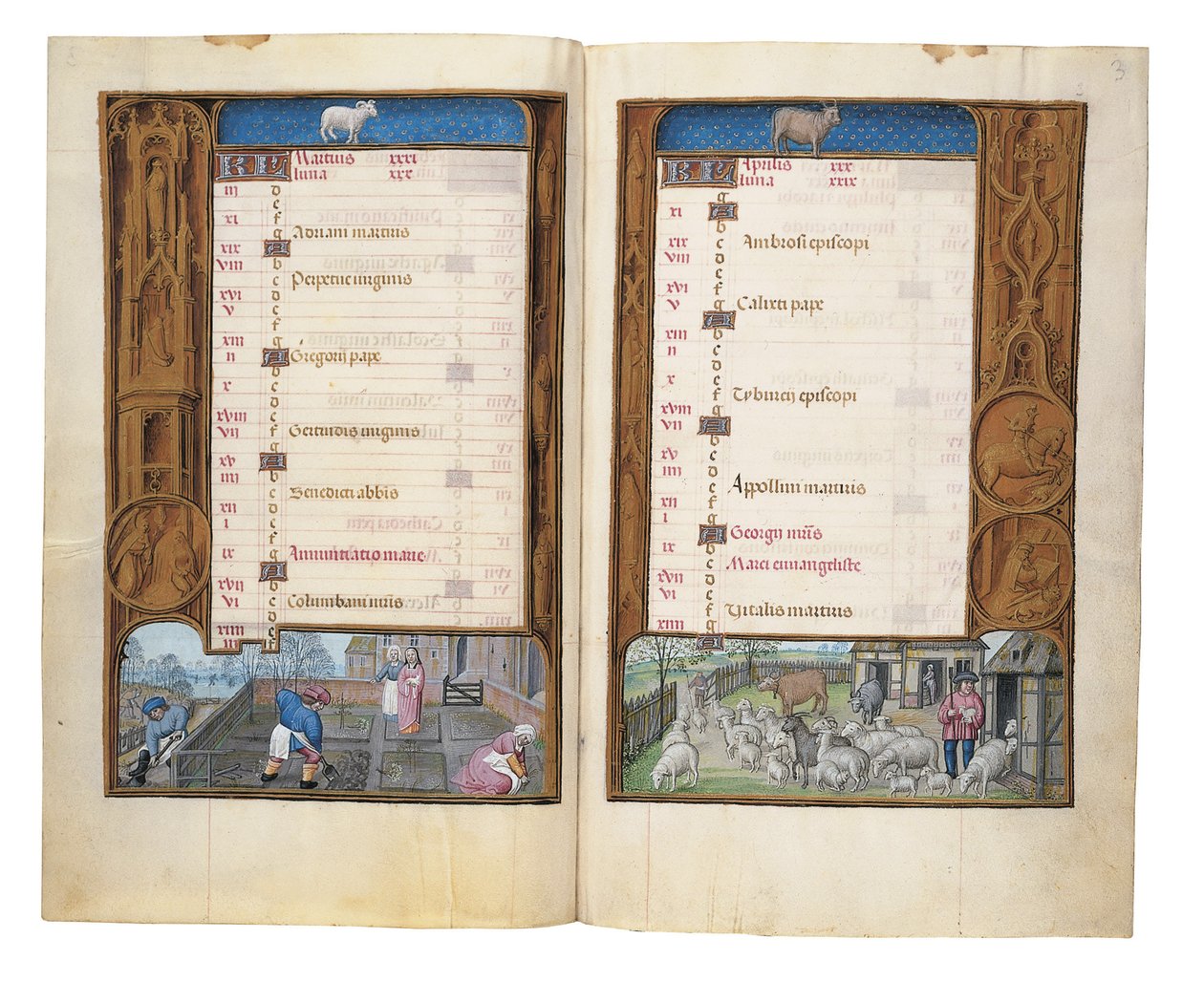 Folios från Rothschilds timbok, Gent eller Brygge, c.1505 av Flemish School