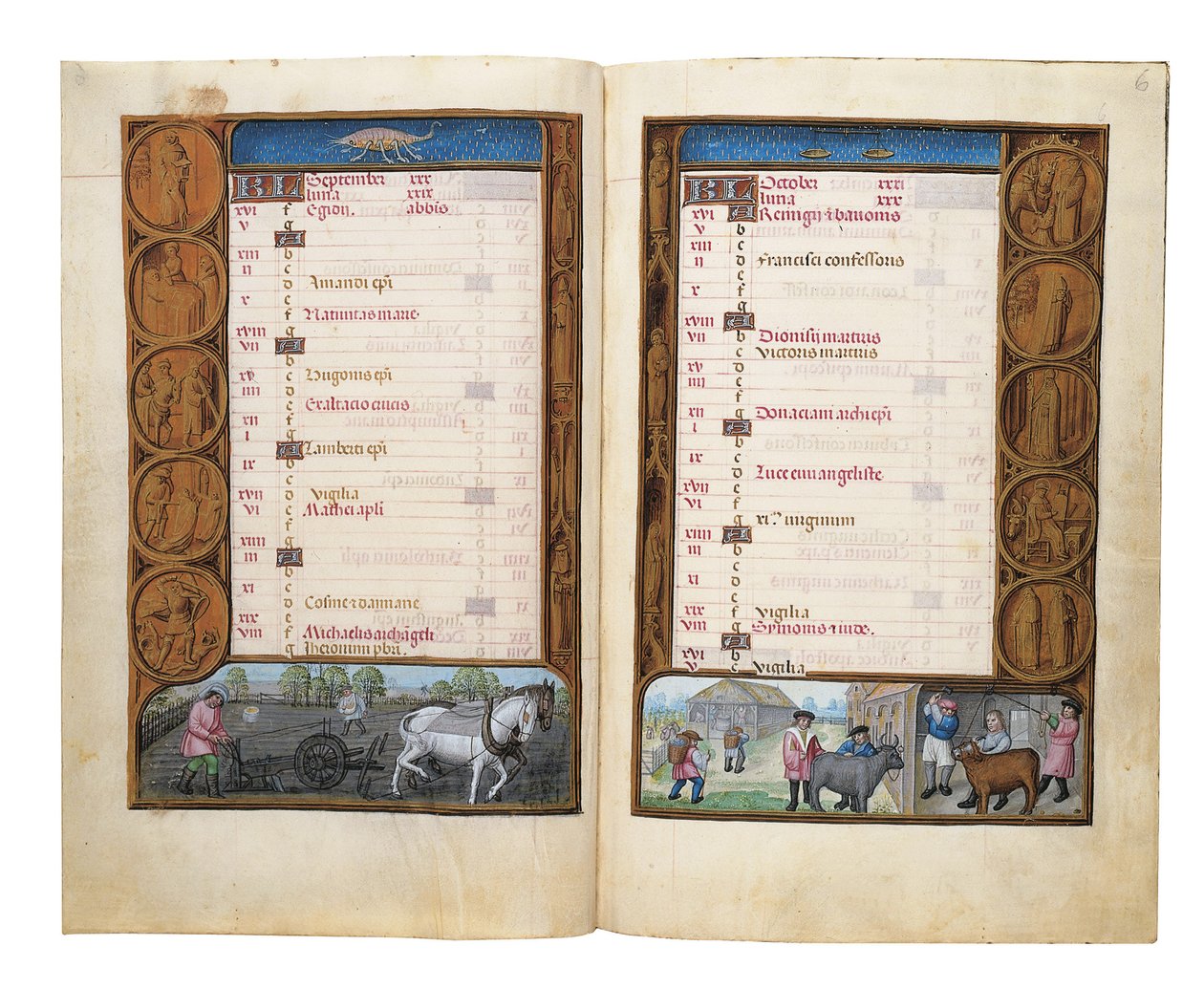 Folios från Rothschilds timbok, Gent eller Brygge, c.1505 av Flemish School