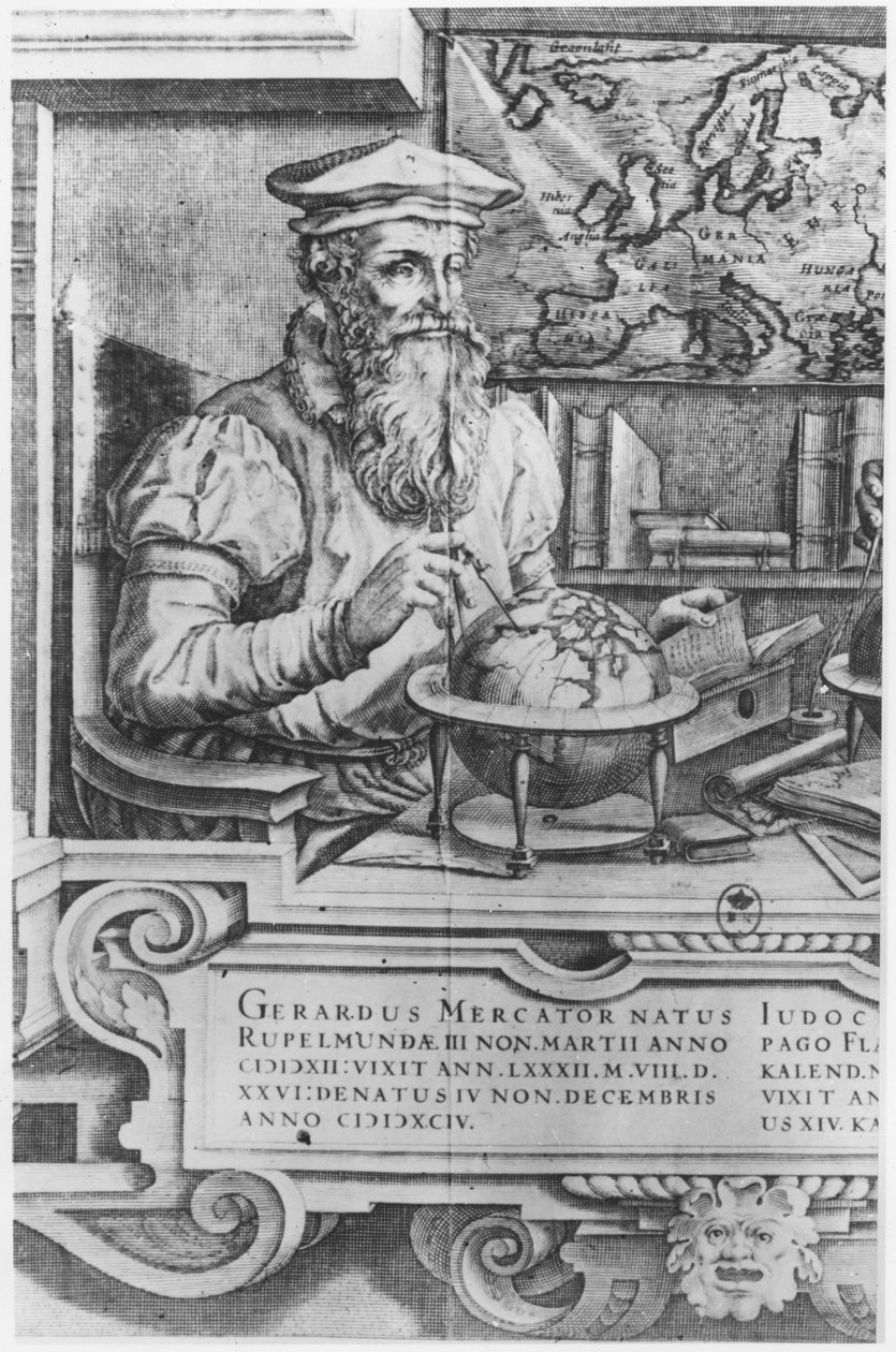 Gerard Mercator (1512-94) graverad för att ingå i Mercator och Hondius serier av atlaser av Flemish School