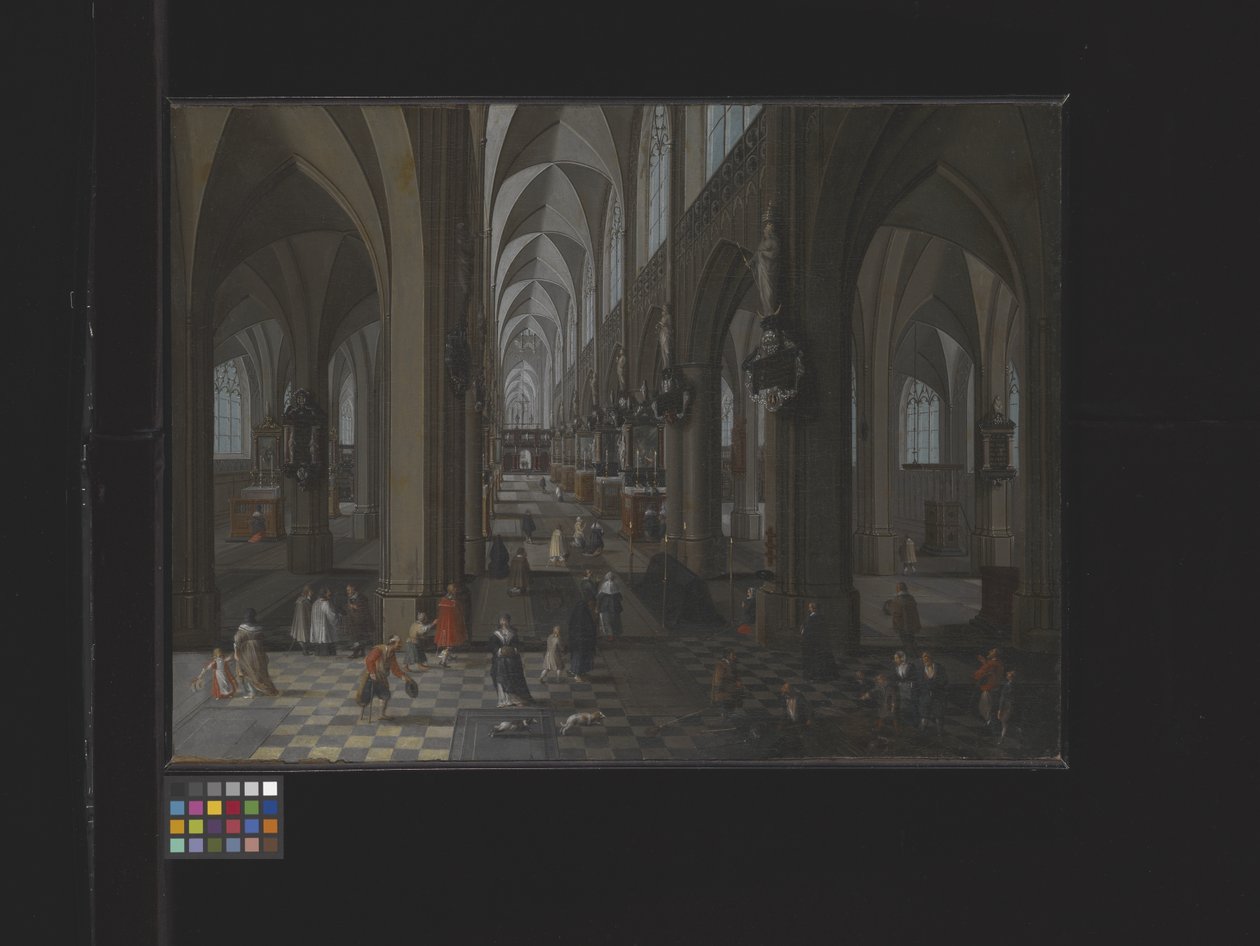 Interiör av Antwerpens katedral (olja på duk) av Flemish School