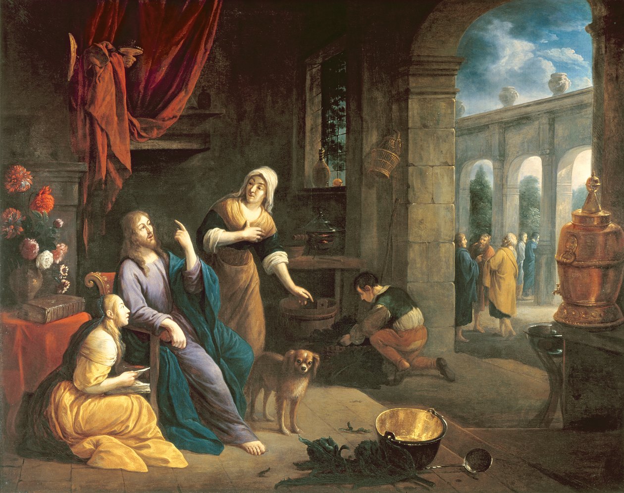 Jesus hemma hos Marta och Maria av Flemish School