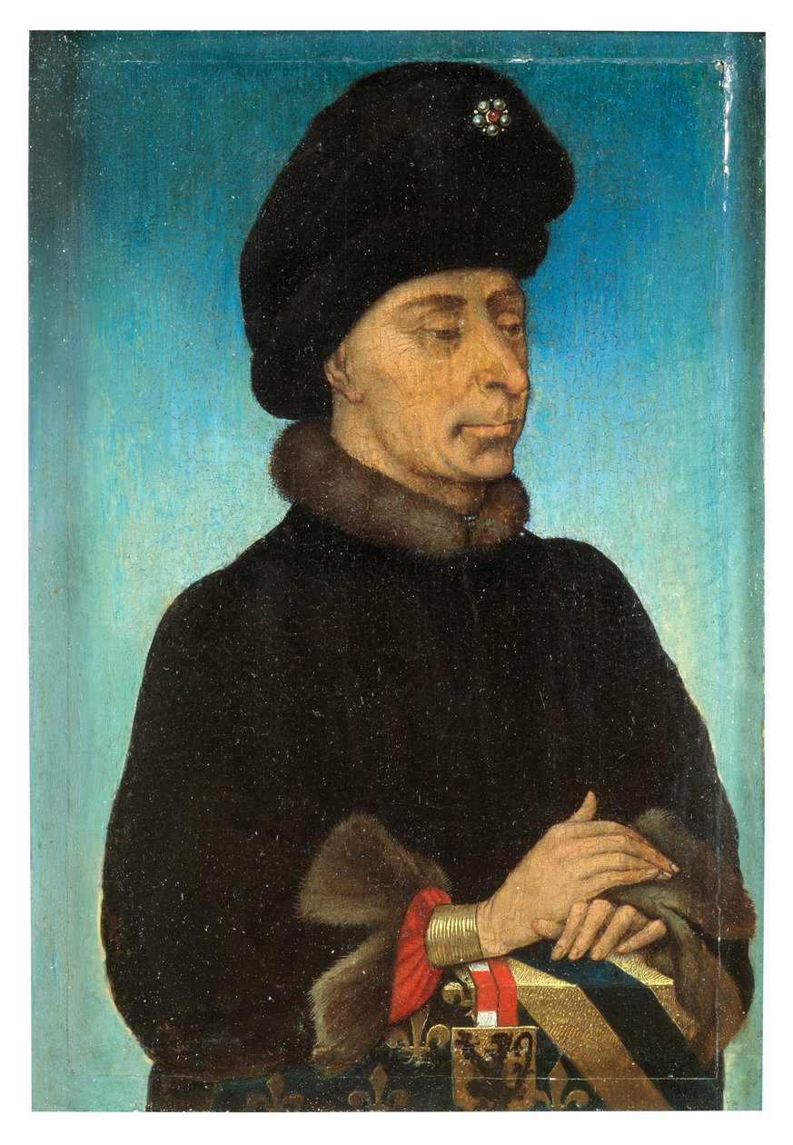 John The Fearless, Duke of Burgundy (olja på panel) av Flemish School