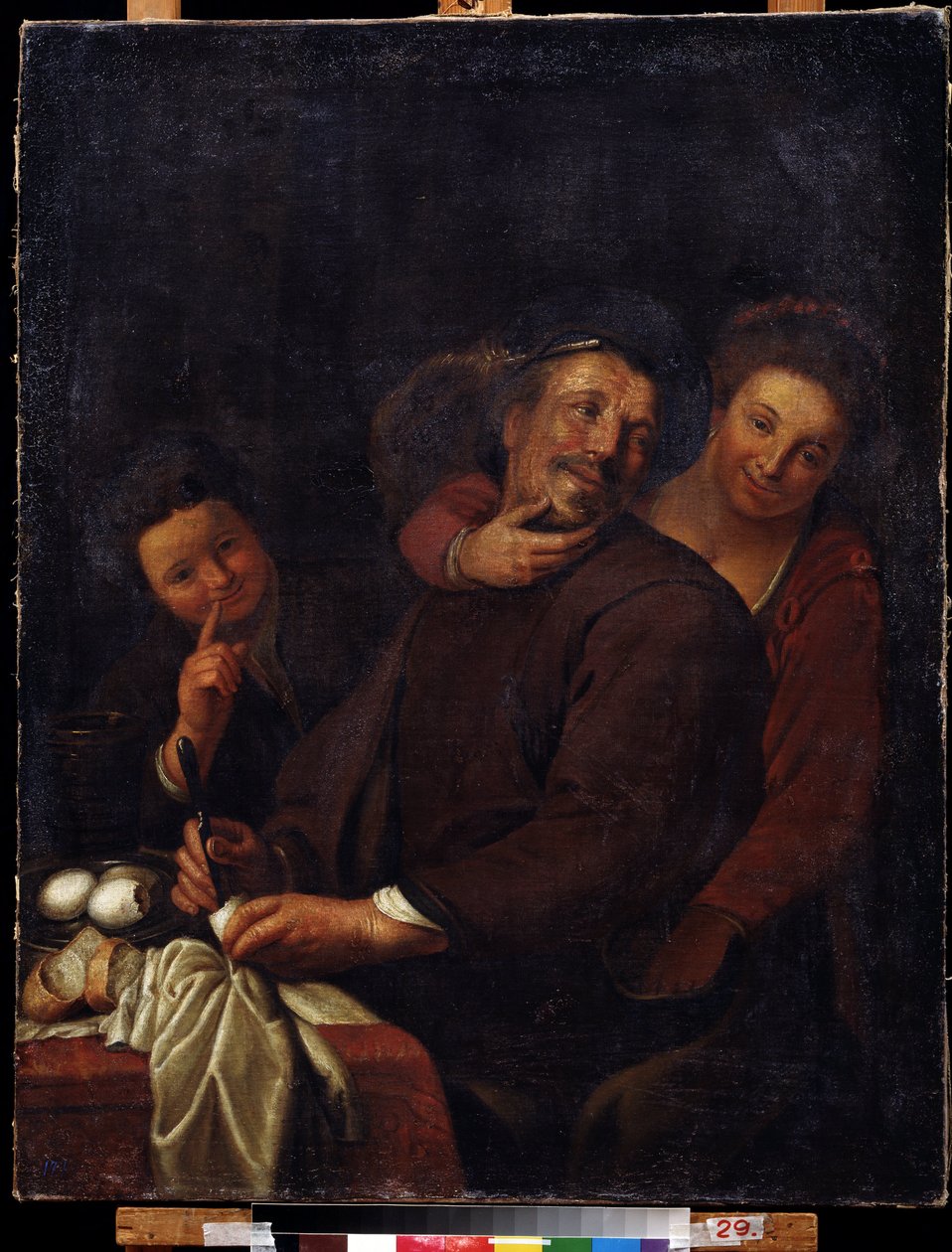 ""The merry company"" (The merry company) Målning av den holländska skolan på 1600-talet. Regionala Deineka konstgalleri, Kursk Ryssland av Flemish School