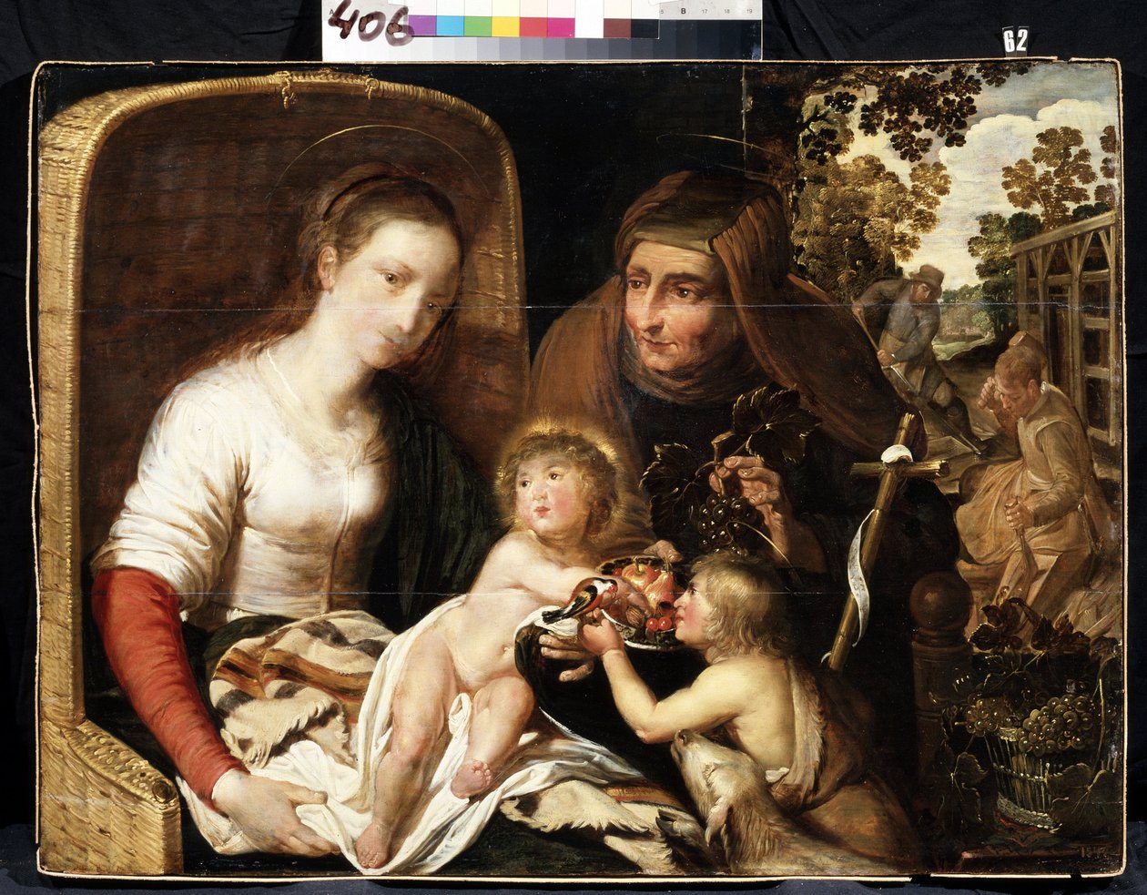 "The Holy Family with John the Baptist as a Boy and Saint Elizabeth" (The Holy Family with John the Baptist as a Boy and Saint Elizabeth) Holländsk skolmålning från 1600-talet Mikhail Kroshitsky Art Museum, Sevastopol (Sevastopol) Ukraina av Flemish School