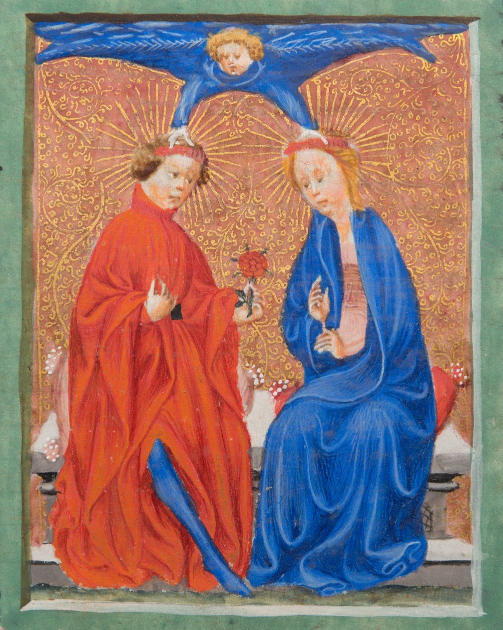 MS Gen1111 f.210 Saint Cecilia och Saint Valerianus, illustration från Legenda Aurea av Jacobus de Voragine, c.1405-10 av Flemish School