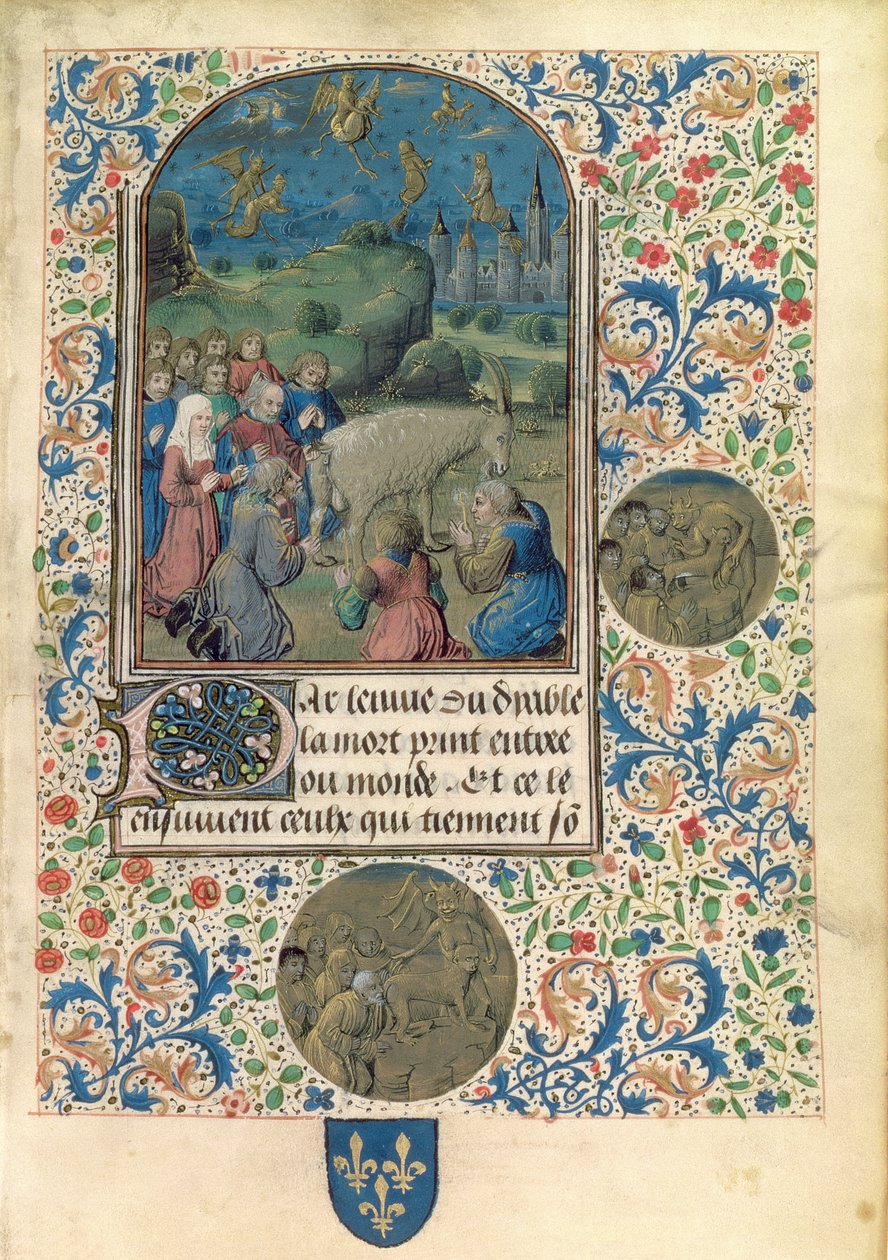 Fr 961 f.1 Häxor eller kättare som dyrkar djävulen i form av en get av Flemish School