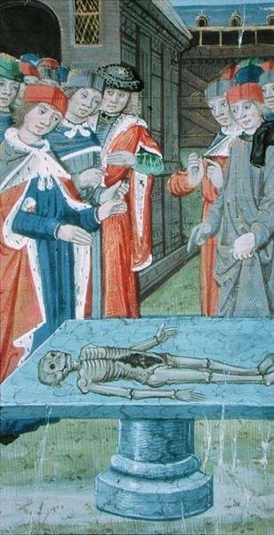 Ms Hunter 9 f.12v Dissektion, ur "De Medina Fen I. II, av Avicenna (980-1037)" (pergament) av Flemish School