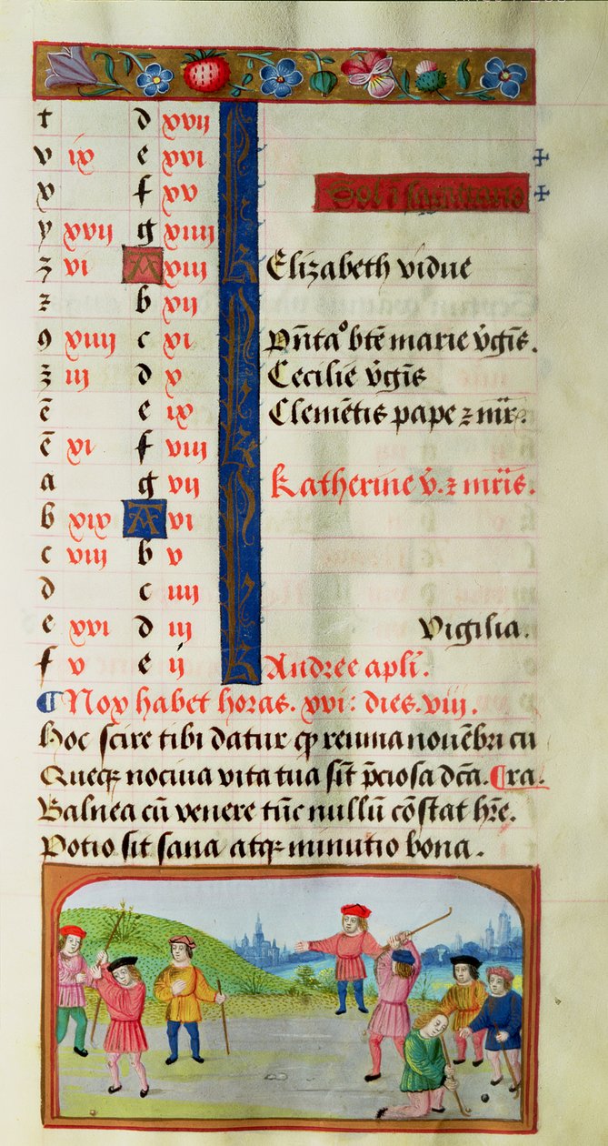November: Game of Golf, från a Book of Hours av Flemish School