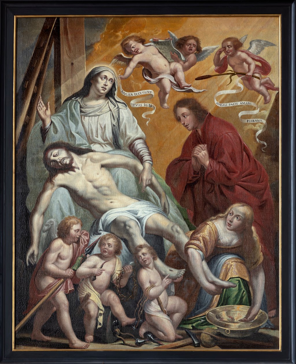 Målning, Pietà, flamländsk skola av Flemish School