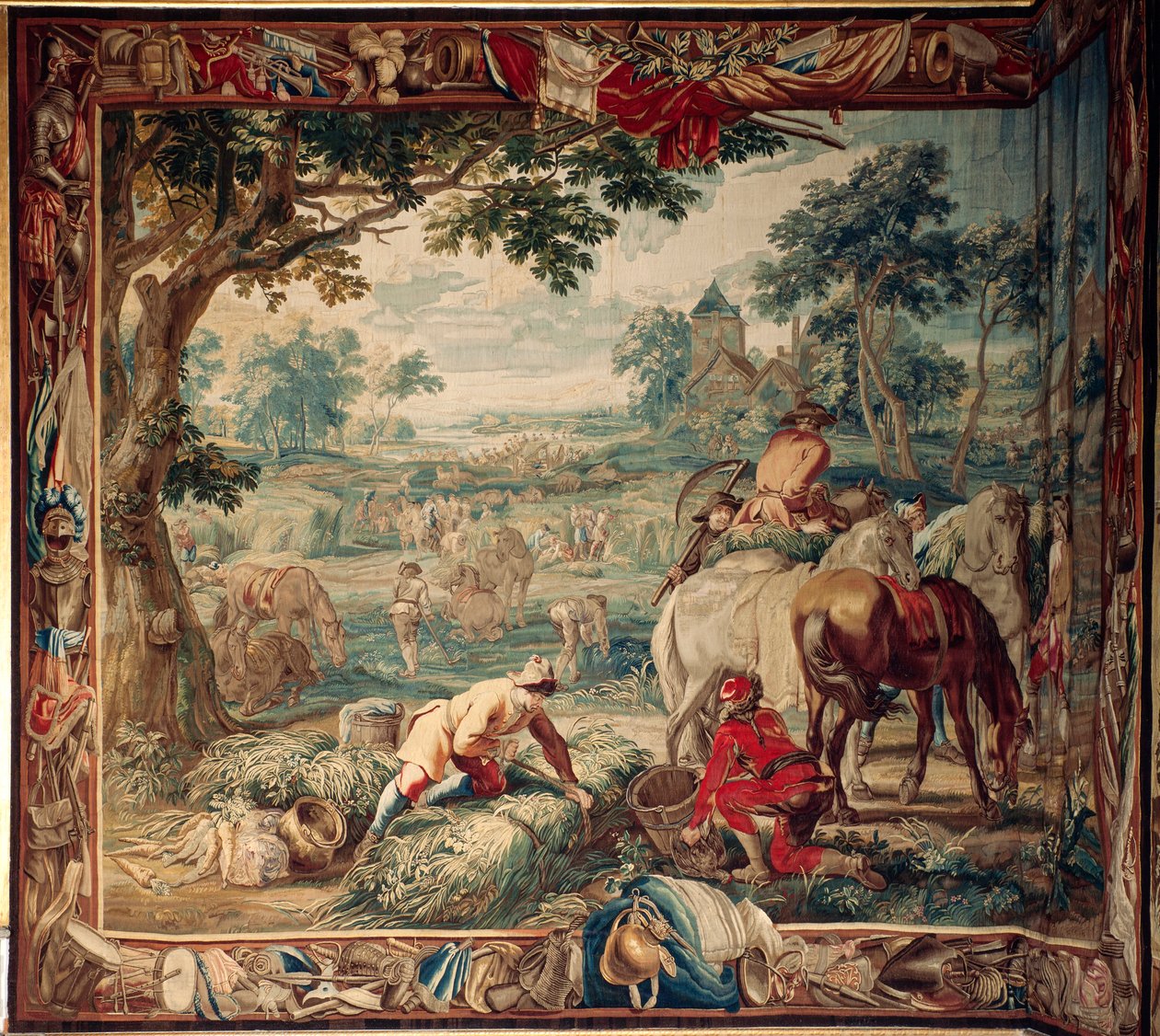 Palace (Schlossanlage Schleißheim). flamländsk gobeläng. Bryssel ateljén Judocus De Vos. Design Lambert De Hondt. Utfodring (födosök). 400x510 cm. Ull och siden. Omkring 1715 - 1724. av Flemish School
