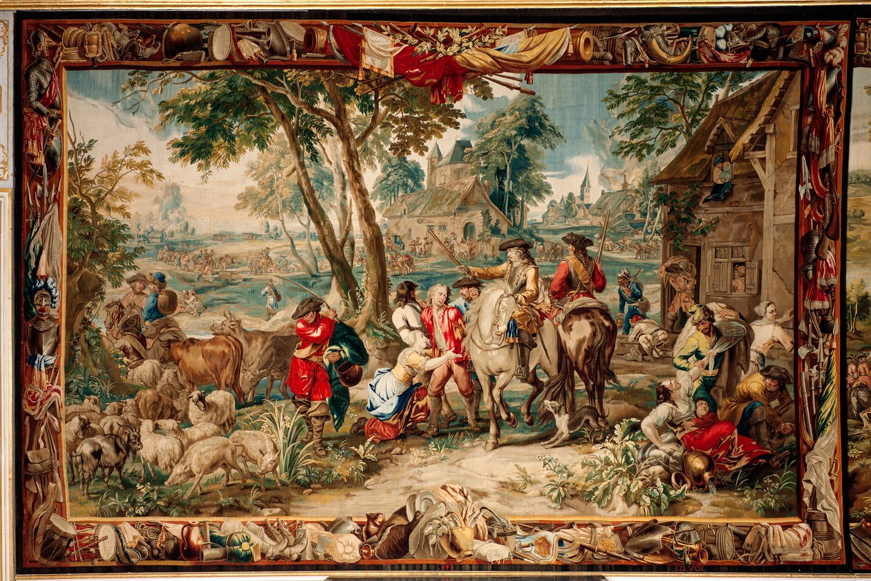 Palace (Schlossanlage Schleißheim). flamländsk gobeläng. Bryssel ateljén Judocus De Vos. Design Lambert De Hondt. Plundra (pilage). 400x595 cm. Ull och siden. Omkring 1715 - 1724. av Flemish School