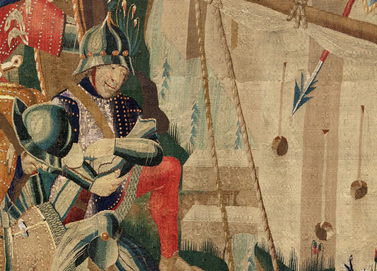 Sockens museum för gobelänger (Pastrana Parish Museum of Tapestries). flamländsk gobeläng. Landningen vid Arzila (Landningen vid Arzila, Desembarco och Arzila). Serie Erövringar av kung Alfonso I av Portugal (Erövringar av kung Alfonso V av Portugal). Turn av Flemish School
