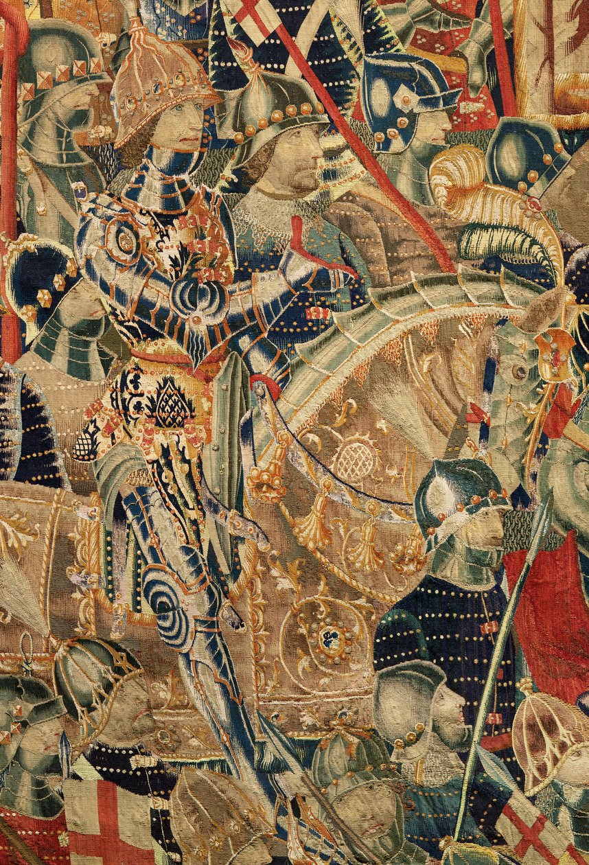 Sockenmuseum för gobelänger (Parish Museum of Tapestries of Pastrana). flamländsk gobeläng. Encirclement of Arcila (Belägringen av Arcila, De omsingeling van Arzila). Serie Erövringar av kung Alfonso I av Portugal (Erövringar av Alfonso V av Portugal). Tou av Flemish School