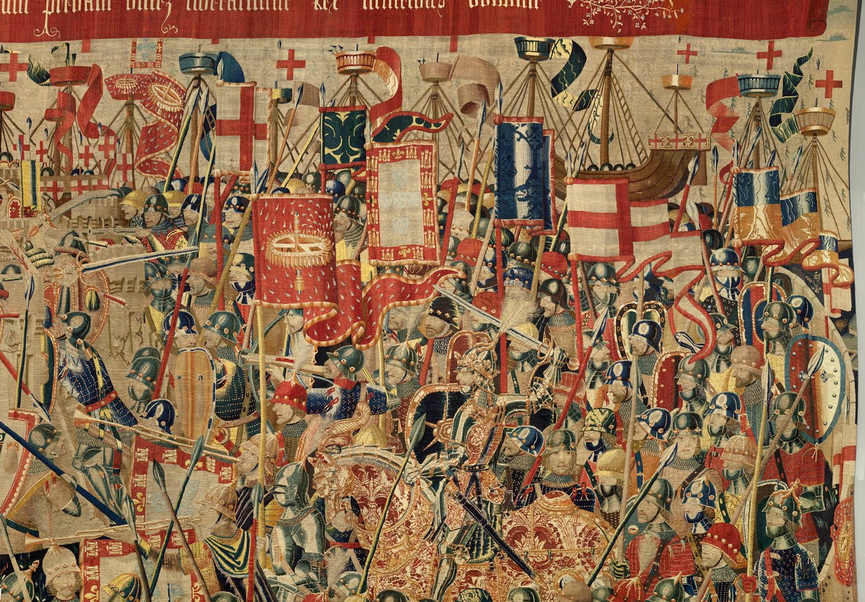 Sockenmuseum för gobelänger (Parish Museum of Pastrana Tapestries). flamländsk gobeläng. Ta av Asilah (Take of Asilah, Assault on Asilah, De inname van Arzila). Serie Erövringar av kung Alfonso I av Portugal. Tournai. av Flemish School