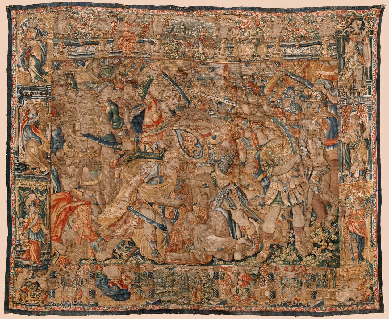 Sockens museum för gobelänger (Pastrana Parish Museum of Tapestries). flamländsk gobeläng. Strid mellan Alexander och Darius och Ipso (Slaget mellan Alexander och Darius vid Ipso). Bryssel. Ull och siden. 1500-talet. 510x419 cm. av Flemish School