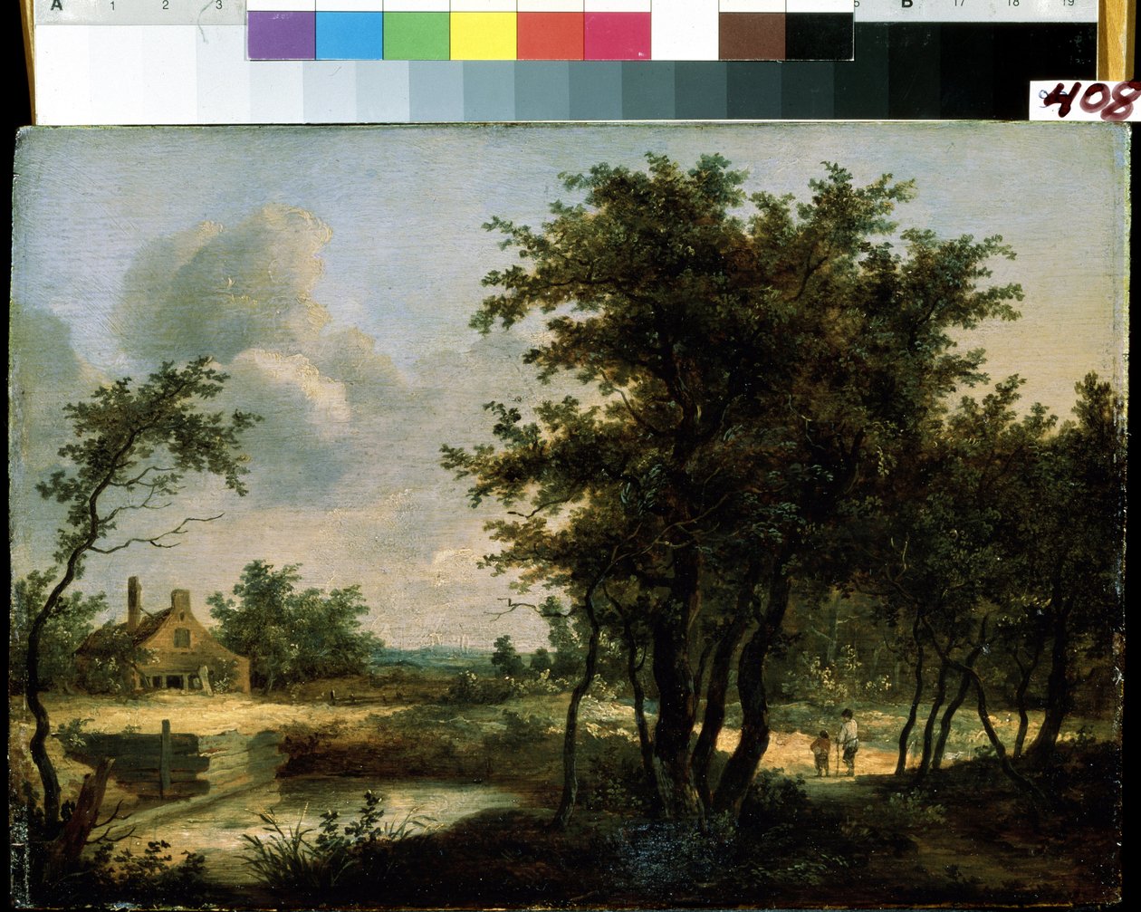 ""Landskap på den holländska landsbygden"" (holländskt landskap). Anonym målning från 1600-talets holländska skola. Mikhail Kroshitsky konstmuseum, Sevastopol (Sevastopol) Ukraina av Flemish School