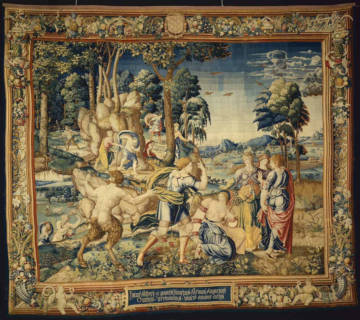 Pomona överraskad av Vertumnus och andra friare, från The Story of Vertumnus and Pomona, 1535-40 av Flemish School